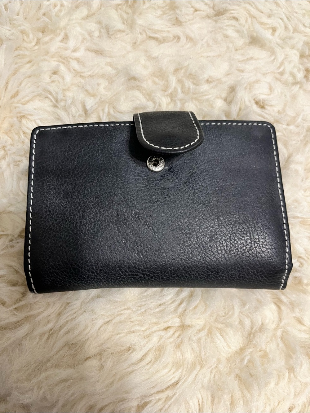 Black Leather Men's Wallet with Contrast Stitching